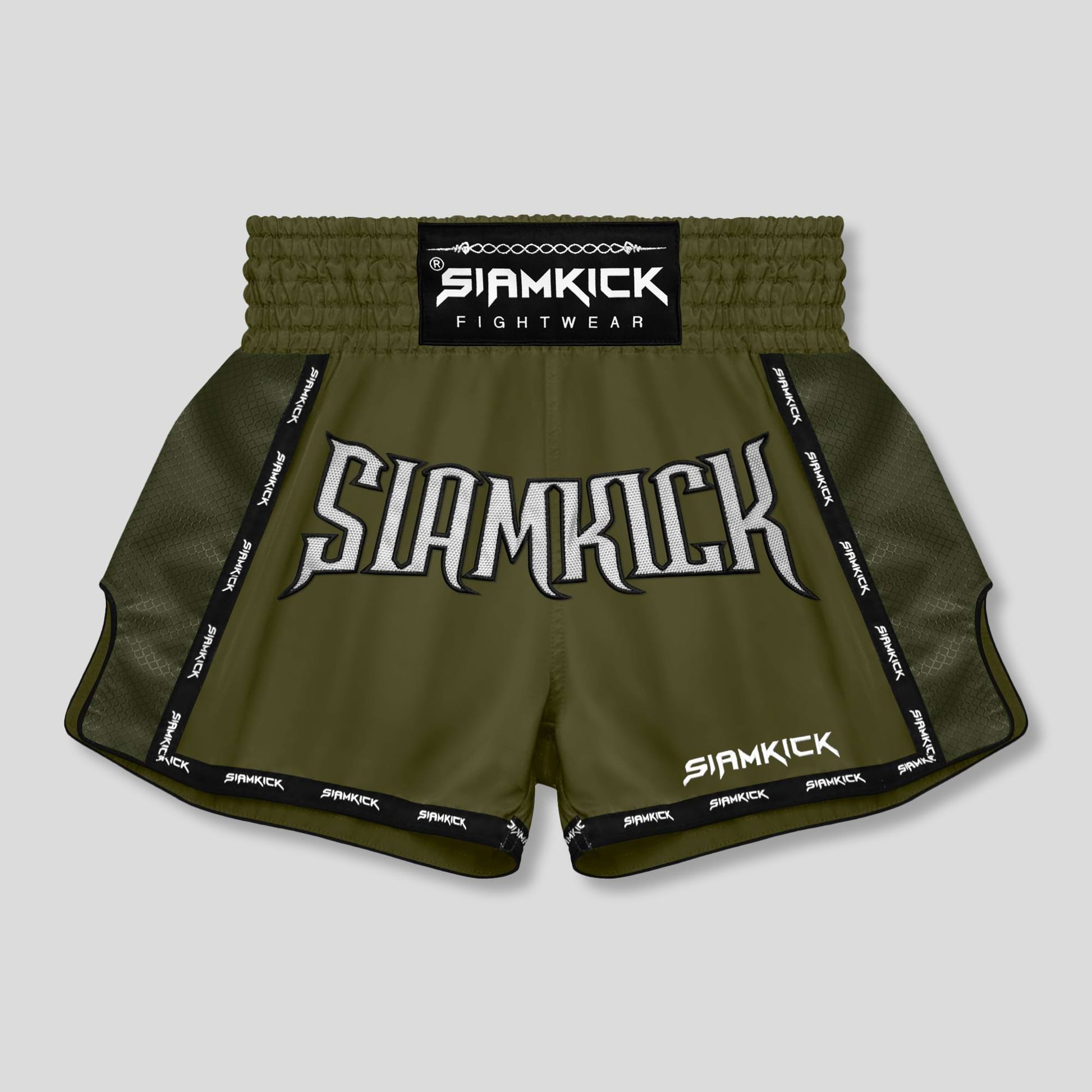 tactical green muay thai shorts