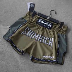 tactical green muay thai shorts