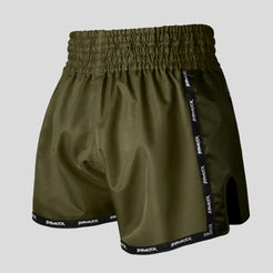 tactical green muay thai shorts back