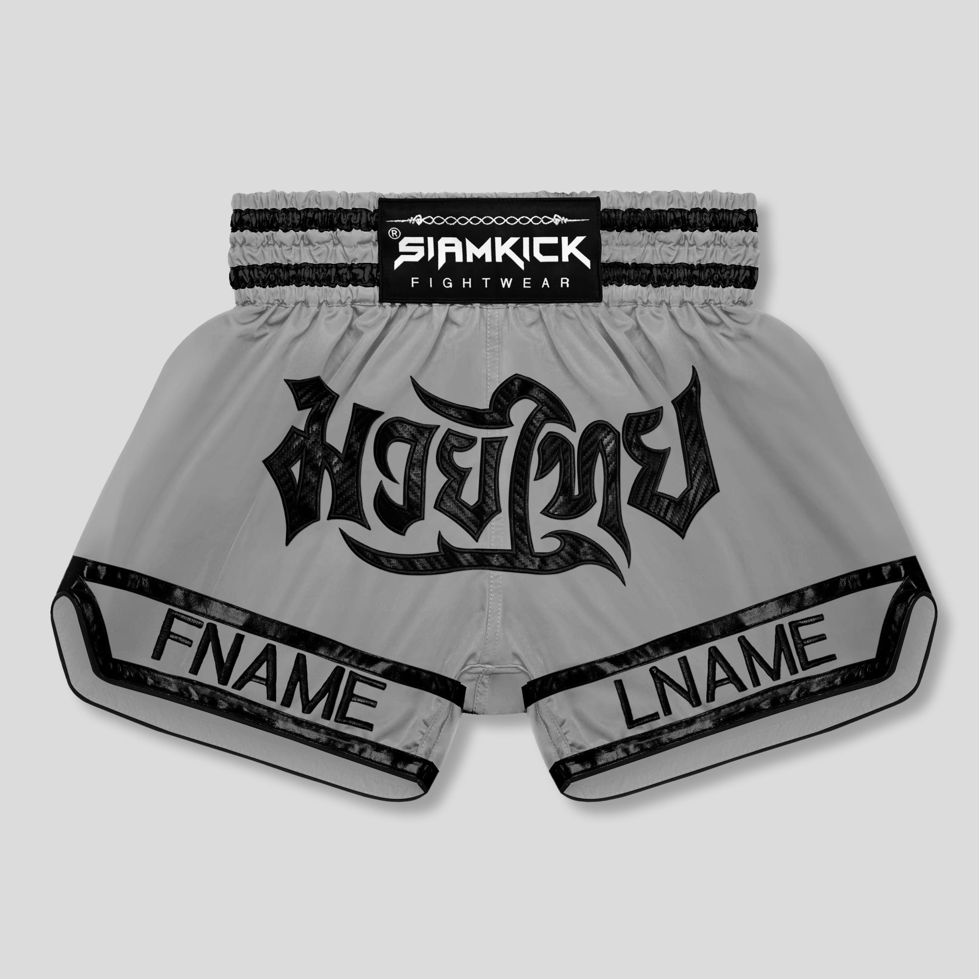 grey custom muay thai shorts