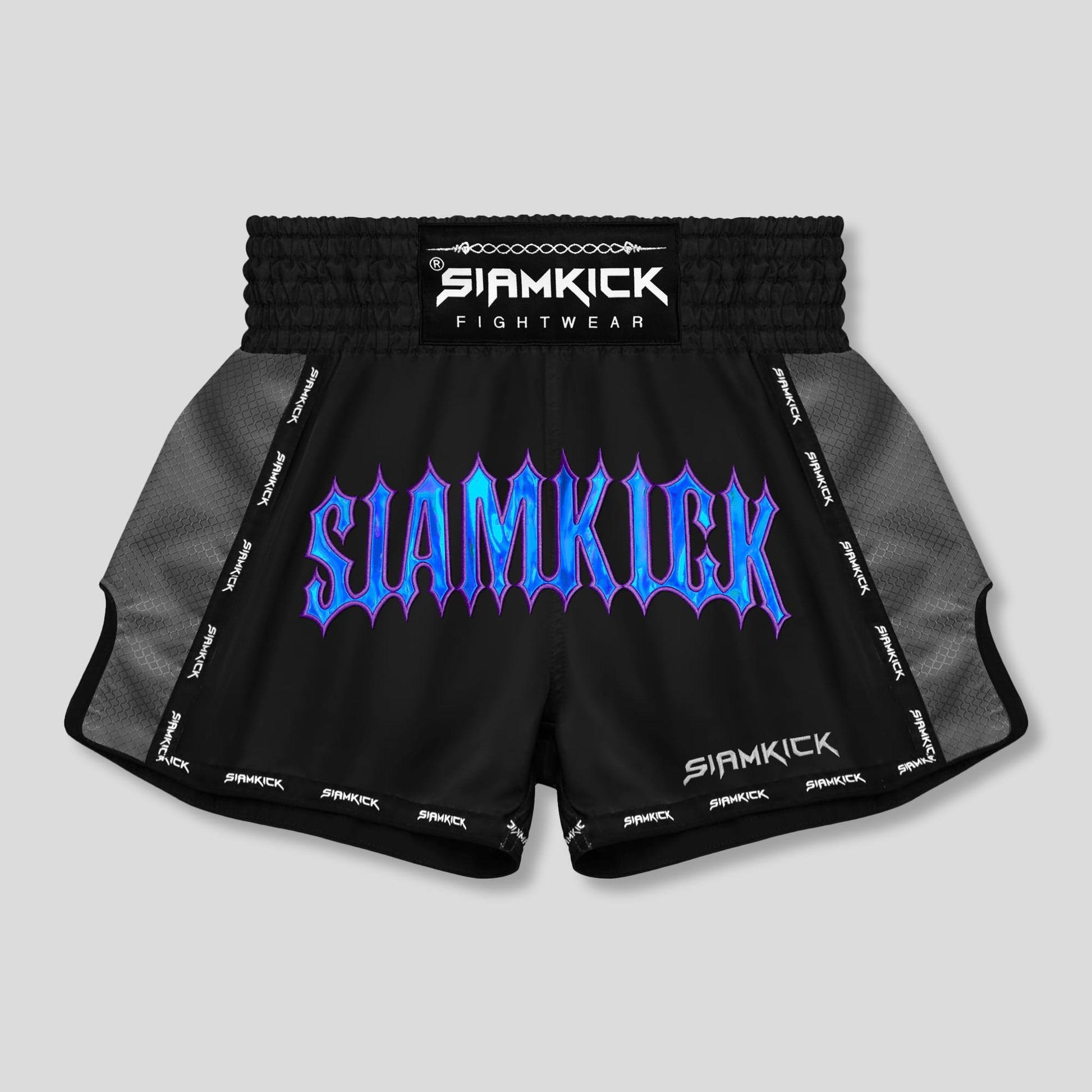 black and blue muay thai shorts