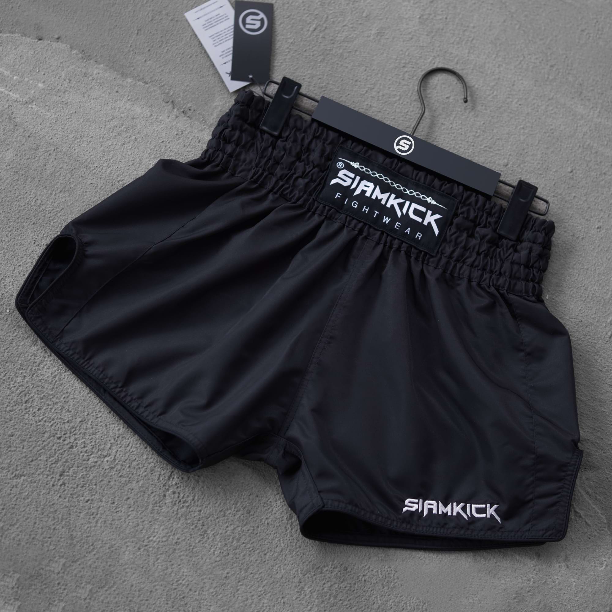 core black muay thai shorts