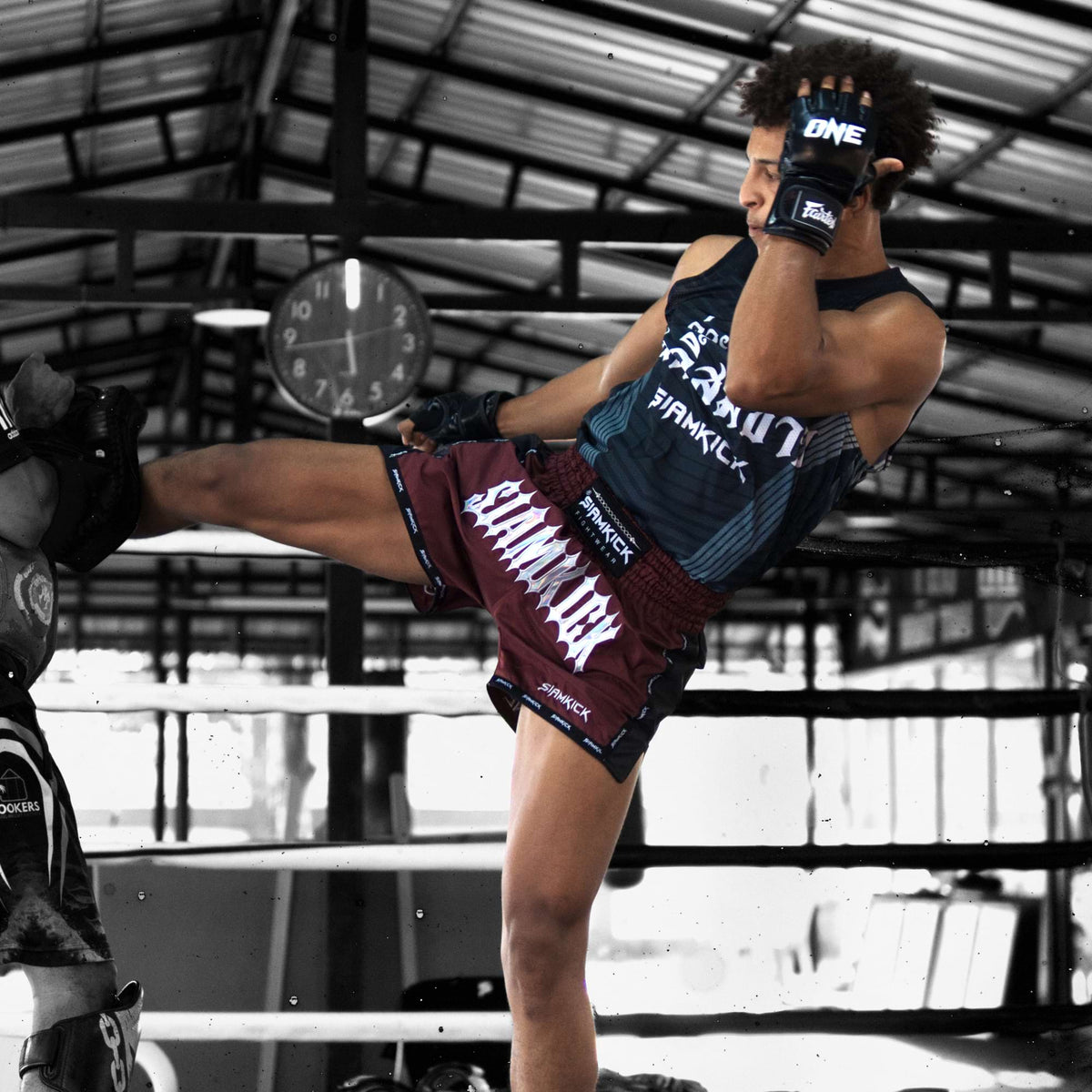 "Crimson Halo" Muay Thai Shorts worn by Mouhssine, size L