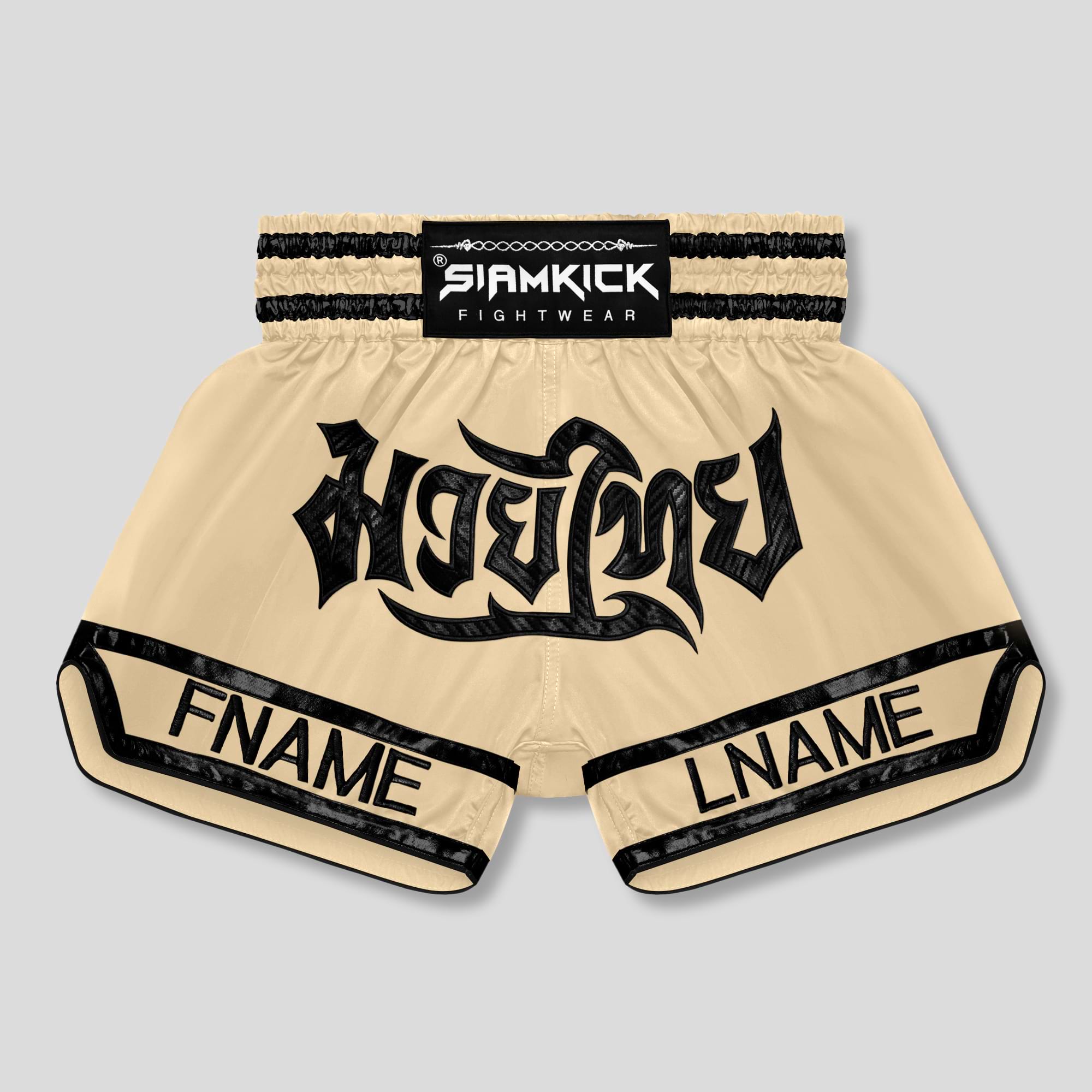 tan custom muay thai shorts