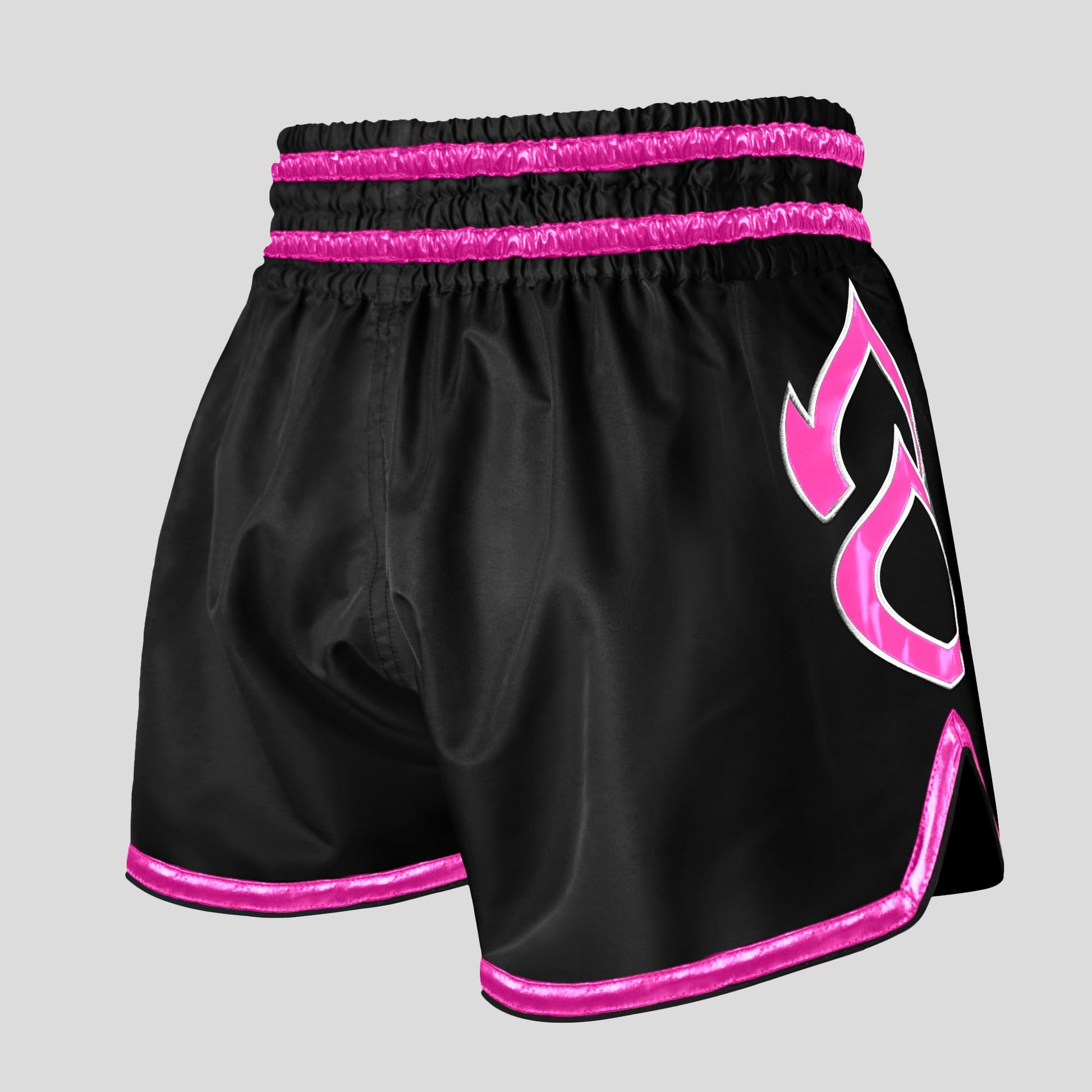 knockout pink muay thai shorts back