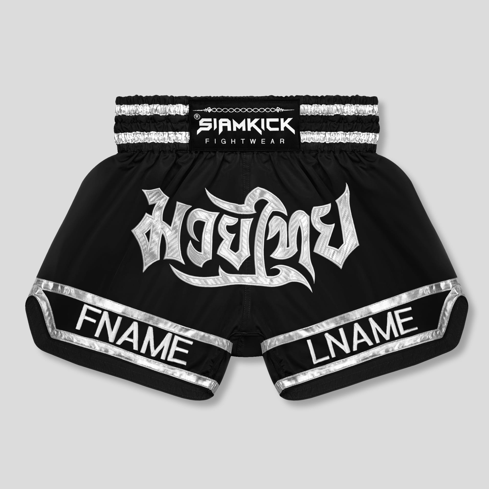 onyx black custom muay thai shorts