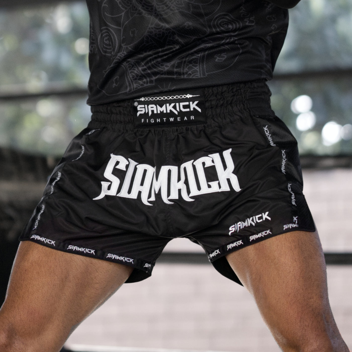 Buffalo Plaid Black And Navy Print Muay Thai Boxing Shorts main image 1