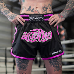 best black pink muay thai shorts