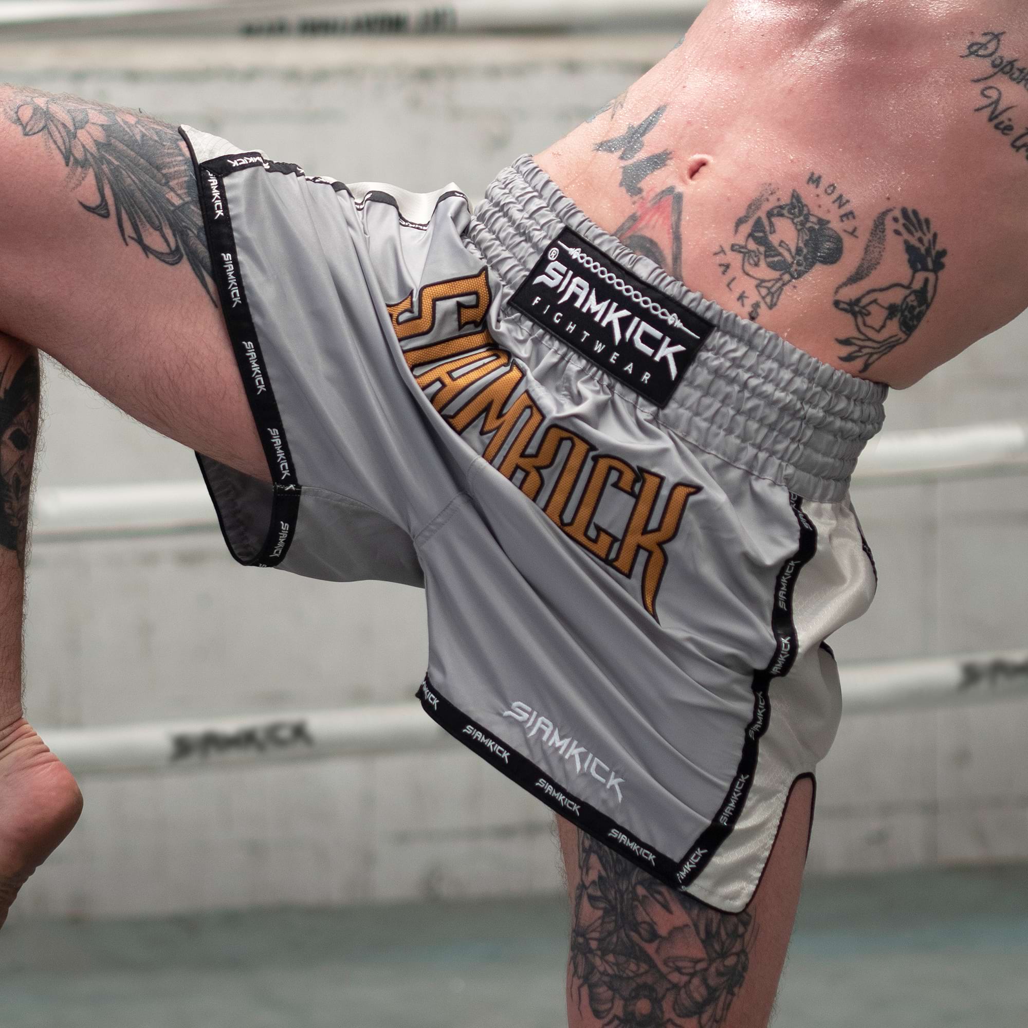 stealth grey kickboxing shorts