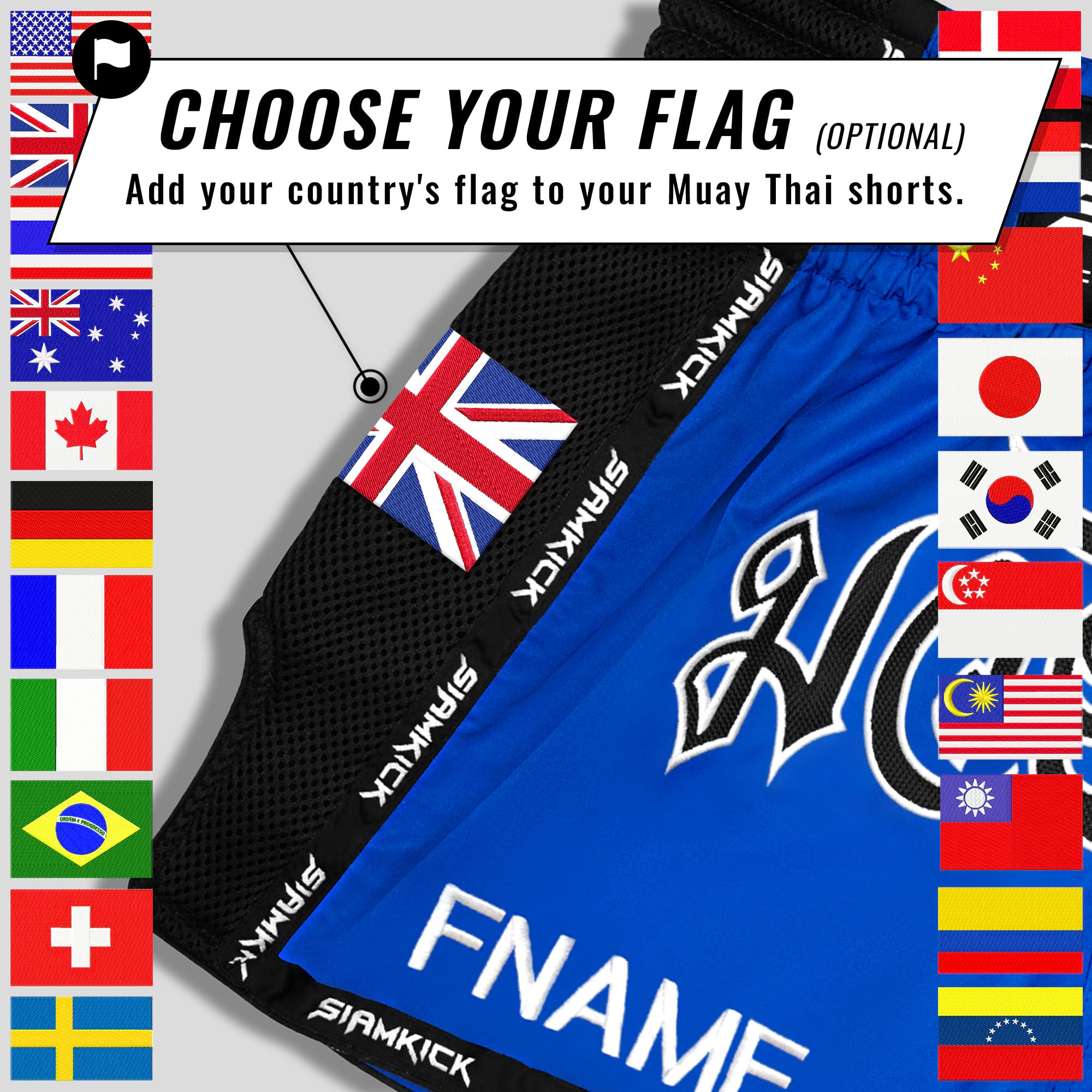 Blue Retro | Custom Muay Thai Shorts | SIAMKICK®