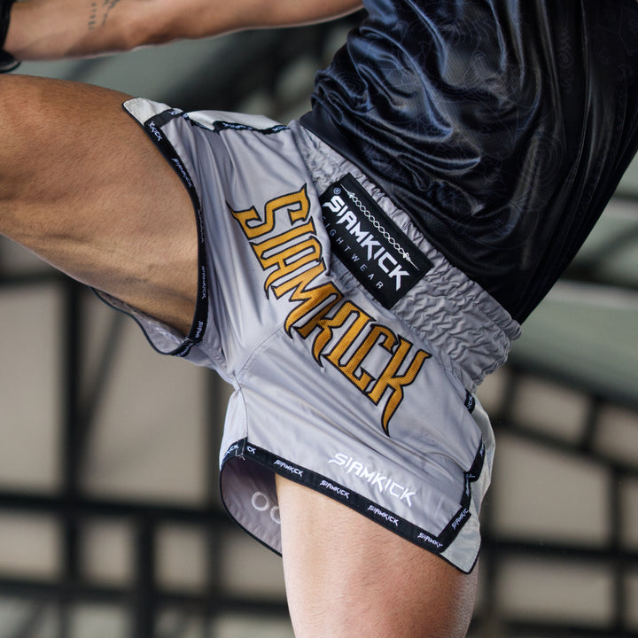 Grey Plaid Tartan Muay Thai Boxing Shorts main image 1